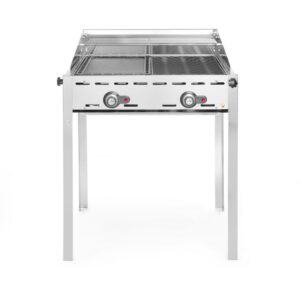 Green Fire grillsütő - 2 égővel - Zománcozott öntöttvas GN 1/1 sütőlap és sütőrács - 11,6kW - 740x615x(H)825mm - HENDI 149508
