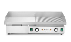 Grillező / Rostlap - fele sima - fele bordázott- Budget Line - 400V/4400W - 720x460x(H)241mm - HENDI 154991