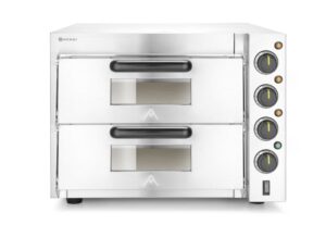 Kétszintes pizzasütő 3000W - Ezüst - 230V/3000W - 580x560x(H)435mm - HENDI 220283