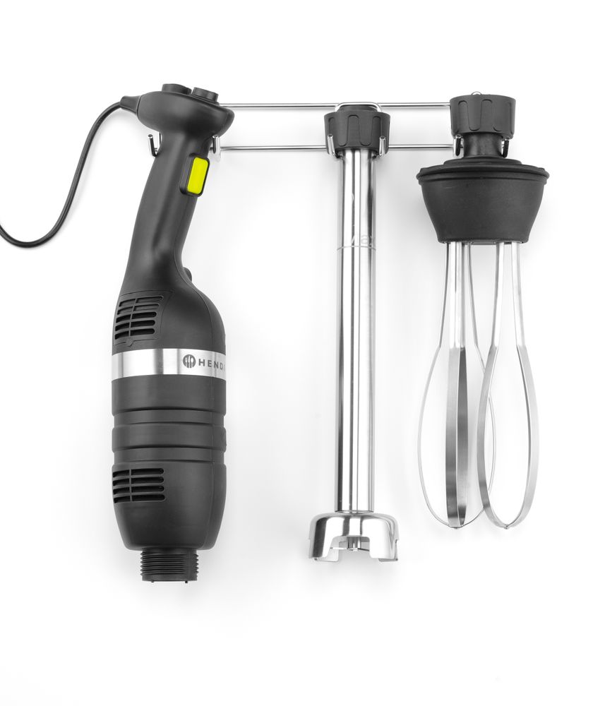 Készlet: Blender 350 változtatható sebességgel + habverővel + falra szerelhető tartóval - Kitchen Line - Fekete - 230V/350W - 110x324x(H)816mm - HENDI 222393