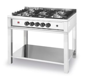 Gáztűzhely - 5 égő - nyitott állvány - Kitchen Line - 14,3kW - 900x640x(H)910mm - HENDI 225806
