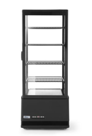 Körbeüveges panorámavitrin 98L - fekete - 230V/210W - 444x397x(H)1100mm - HENDI 233269