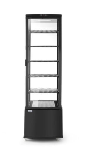 Körbeüveges panorámavitrin - 270L - fekete - 230V/290W - 550x520x(H)1870mm - HENDI 233290