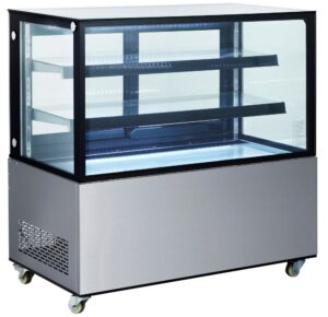 Süteményes vitrin 2 polccal - 410L - 230V/490W - 1224x677x(H)1230mm - HENDI 233450