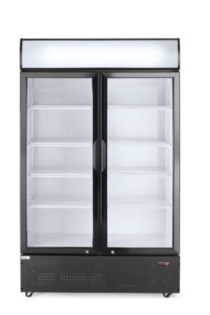 Kétajtós italhűtő - világító reklámpanellel - 512L - Fekete - 220 -240V/510W - 1120x585x(H)1900mm - HENDI 233795