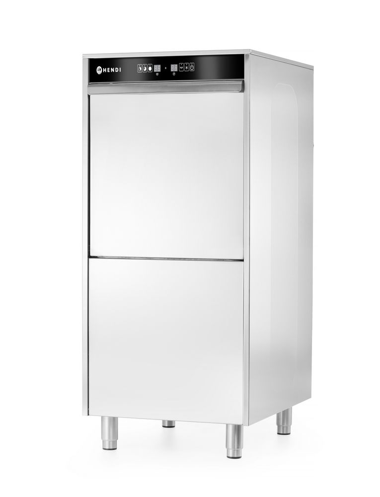 Mosogatógép tálcákhoz és edényekhez 50x60 cm – elektronikusan vezérelt - mosószeradagoló rendszerrel és leeresztő szivattyúval - 400V/7100W - 595x777x(H)1335mm - HENDI 236574 - Image 2