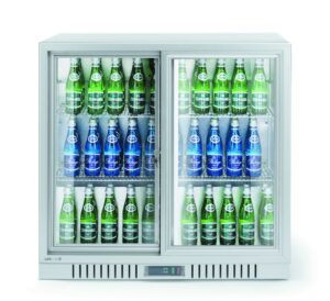 Háttérpult hűtő két tolóajtóval - Arktic - 150L - Ezüst - 220-240V/160W - 900x520x(H)840mm - HENDI 236918
