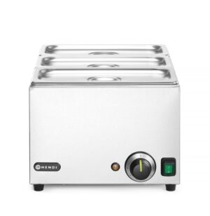Bain Marie melegentartó GN 1/1 + 3 darab GN 1/3 edény fedővel - 230V/1000W - 590x332x(H)242mm - HENDI 238967