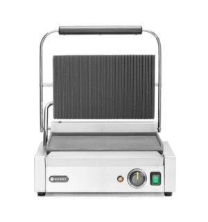 Kontakt grill Pannini - Bordázott tetejű és sima aljú - 230V/2200W - 430x370x(H)514mm - HENDI 263662