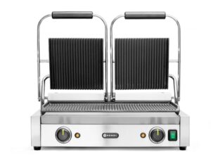 Kontakt grill - dupla verzió - Bordázott tetejű és aljú - 230V/3600W - 570x395x(H)510mm - HENDI 263709