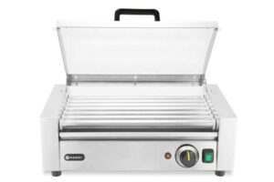 Forgóhengeres virslisütő - 1 zónás - energiatakarékos fedéllel - 7 görgős - 230V/620W - 566x375x(H)259mm - HENDI 268636