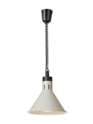 Állítható magasságú melegentartó lámpa - kúpos kivitelű - Fehér - 230V/250W - ⌀275x(H)250mm - HENDI 273937