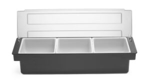 Tároló doboz / hozzávaló tartó - 3 rekeszes - BarUp - Fekete - 480x150x(H)100mm - HENDI 552018