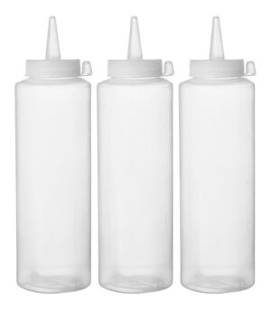 Adagoló flakon készlet - szósznyomó palack - 3 darab - 0 ,35L - Átlátszó - ⌀55x(H)205mm - HENDI 557853
