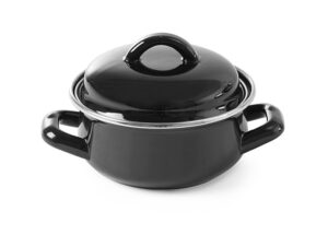Leveses & szószos edény - fedővel - fekete - 0 ,65L - ⌀135x(H)110mm - HENDI 625705