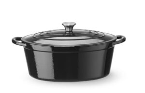 Zománcozott öntöttvas fazék - 6,88L - Fekete - 405x255x(H)134mm - HENDI 626863