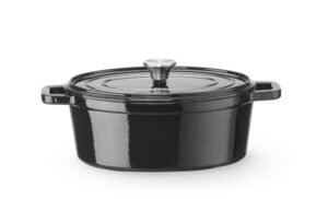 Zománcozott öntöttvas fazék - 4,4L - Fekete - 365x290x(H)115mm - HENDI 626887