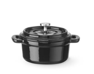 Zománcozott öntöttvas fazék - 0,27L - Fekete - 130x100x(H)48mm - HENDI 626894