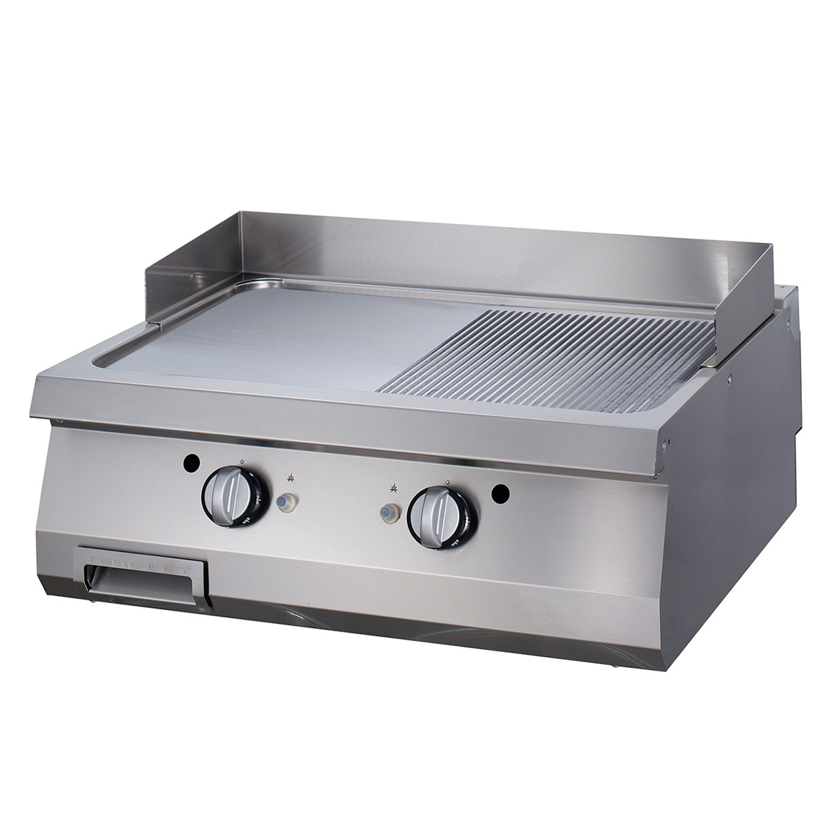 Prémium grillező 1/2 barázdált króm - Elektromos - Dupla egység - 90cm mély - Maxima 09398587