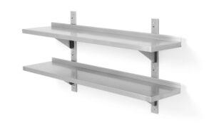 Dupla állítható rozsdamentes fali polc két acél konzollal - 1200x300x(H)600mm - HENDI 811733