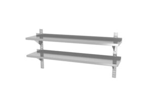 Dupla állítható rozsdamentes fali polc két acél konzollal - 1400x300x(H)600mm - HENDI 811740