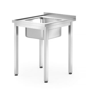 Mosogatóasztal – csavarozott - Középen mosogatótálca - 600x600x(H)850mm - HENDI 811849