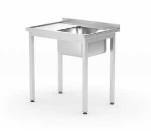 Rozsdamentes egy mosogatós asztal polccal - Kitchen Line - Jobb oldal - 800x600x(H)850mm - HENDI 811863