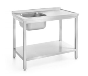Mosogatóasztal polccal – csavarozott - Profi Line - bal oldal - 1000x600x(H)850mm - HENDI 812631