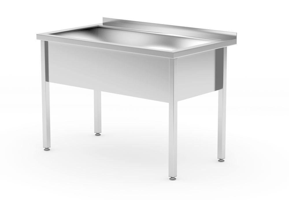 Rozsdamentes mosogatós asztal – hegesztett - mélység: 700 mm - medence: 300 mm - Profi Line - 800x700x(H)850mm - HENDI 812853
