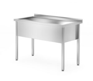 Rozsdamentes mosogatós asztal – hegesztett - medence: 300 mm - Profi Line - 1000x700x(H)850mm - HENDI 812860