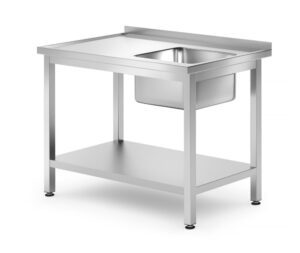 Rozsdamentes mosogatós asztal polccal - Kitchen Line - Jobb - 1000x700x(H)850mm - HENDI 812938