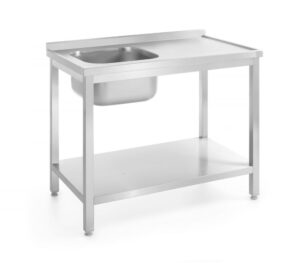 Rozsdamentes mosogatós asztal polccal - Kitchen Line - Bal - 1000x700x(H)850mm - HENDI 812945