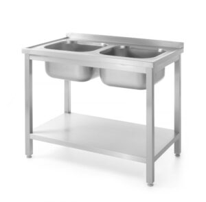 Rozsdamentes dupla mosogatós asztal – 700 mm - Kitchen Line - 1000x700x(H)850mm - HENDI 812969