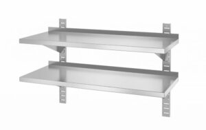 Dupla állítható fali rozsdamentes polc két acél konzollal - 1000x400x(H)600mm - HENDI 816592