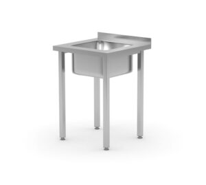 Mosogatóasztal - csavarozott - Kitchen Line - középen elhelyezett mosogatótálca - 600x600x(H)850mm - HENDI 816752