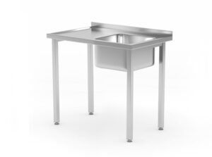 Mosogatóasztal - csavarozott - Kitchen Line - jobb oldali mosogatótál - 800x600x(H)850mm - HENDI 816769
