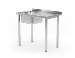 Mosogatóasztal - csavarozott - Kitchen Line - bal oldali mosogatótálca - 800x600x(H)850mm - HENDI 816776