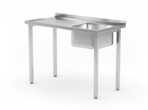 Mosogatóasztal - csavarozott - Kitchen Line - mosogatótál a jobb oldalon - 1000x600x(H)850mm - HENDI 816783