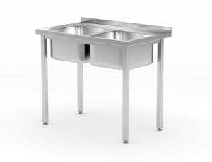 Kétmedencés mosogatóasztal - csavarozott szerkezettel - Kitchen Termékcsalád - 1000x600x(H)850mm - HENDI 817049