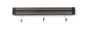 Késtartó mágnes akasztókkal - 3 kampó - Fekete - (L)340mm - HENDI 820209