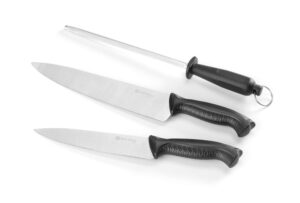 Késekkészlet - késélezővel - Fekete - (L)380mm - HENDI 842683