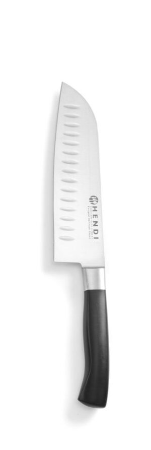 Santoku kés - Profi Line - Granton bemetszések - Fekete - (L)310mm - HENDI 844274