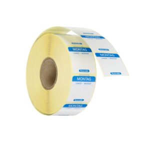 Napi élelmiszerbiztonsági címkék - többször használatos - könnyen kivehető - Hétfő - Kék - 1000 darab - 25x25mm - HENDI 850695