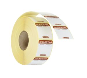 Napi élelmiszerbiztonsági címkék - többször használatos - könnyen kivehető - Csütörtök - Barna - 1000 darab - 25x25mm - HENDI 850725