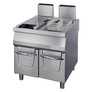 Prémium fritőz - 2 x 22L - Gáz - Dupla egység - lefolyócsappal - 90cm mély - Maxima 09398606