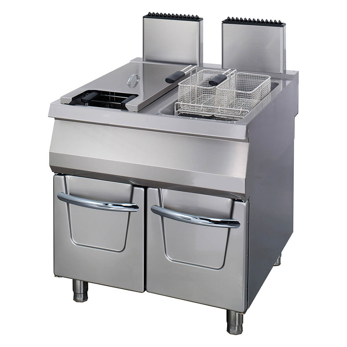 Prémium fritőz - 2 x 22L - Gáz - Dupla egység - lefolyócsappal - 90cm mély - Maxima 09398606
