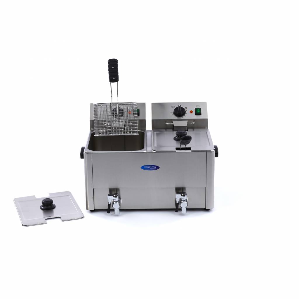 Fritőz olajsütő - 2 x 8Llefolyócsappal - Dupla kosárral - Maxima 09300416 - Image 2