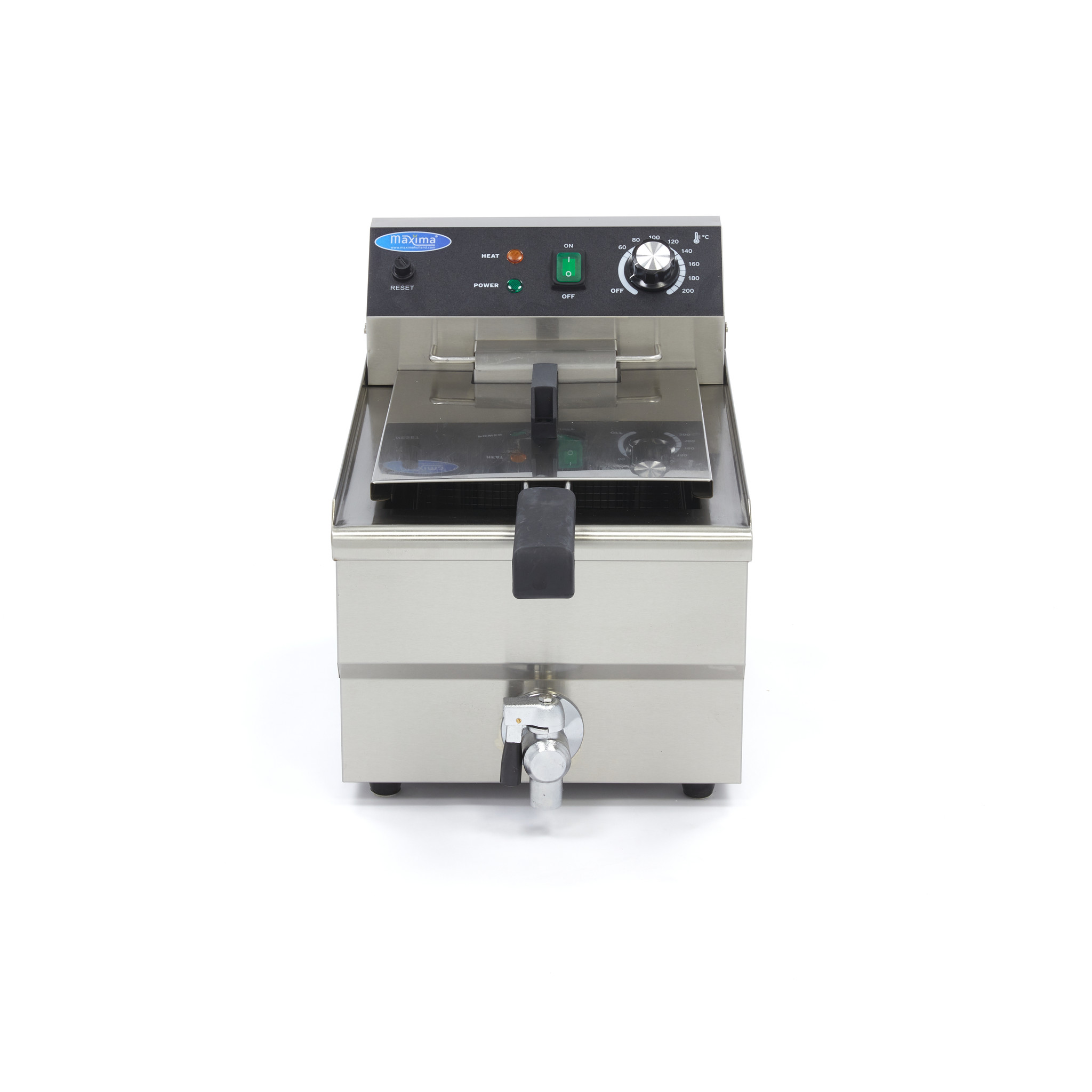 Fritőz olajsütő rozsdamentes 13L lefolyócsappal - Maxima 09365230 - Image 2