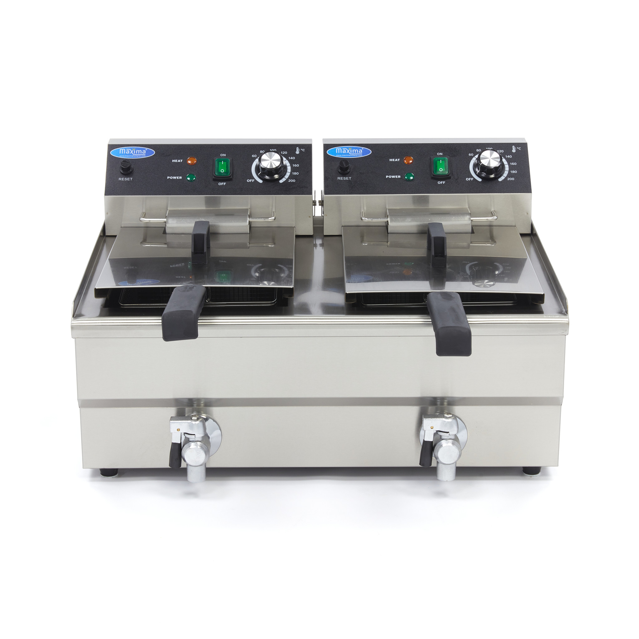 Fritőz 2 x 13L lefolyócsappal - dupla kosárral - Maxima 09365231 - Image 2