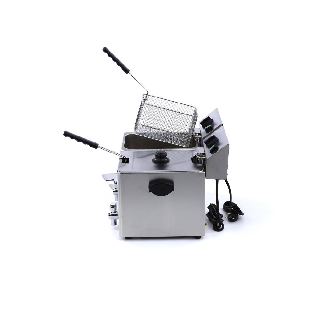 Fritőz olajsütő - 2 x 8Llefolyócsappal - Dupla kosárral - Maxima 09300416 - Image 3